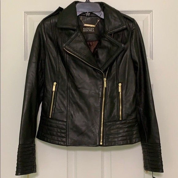 Badgley Mischka Gia Moto Leather Jacket - Picture 4 of 13